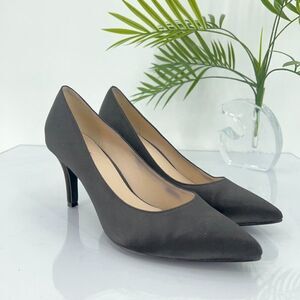 Cole Haan Grand Juliana Pump Women 8.5 B Black Satin Slip On Pointed Toe Shoes